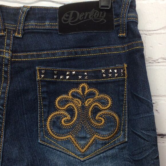 Dereon Beyonce Jeans Women’s Size 7/8 Skinny Whiskering Tapered Leg Embellished - Picture 9 of 10